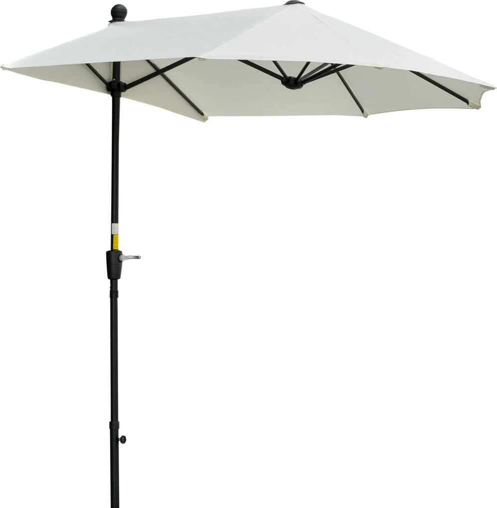 Outsunny Kerti Fali Napernyő 200x190x240 cm Terasz Napernyő Kézi Karral Acél Oszlopal és Keresztalappal UV Ellen Védett Krém | Aosom