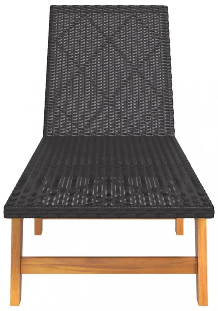 polyrattan és tömör akácfa napozóágy asztallal