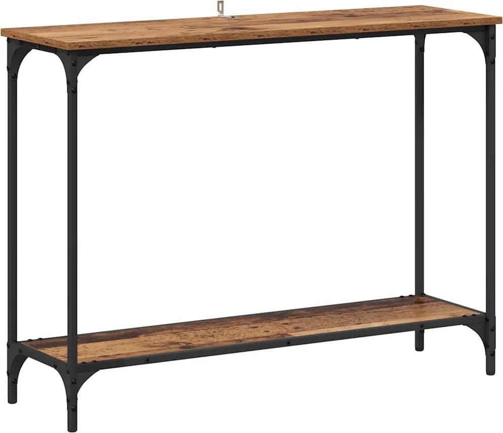 vidaXL Konzolasztal polcokkal Régi fa 101 x 30.5 x 75 cm Faanyag