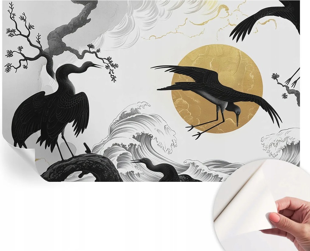 Modern öntapadós fali fotótapéta Fekete darvak 416x254 cm