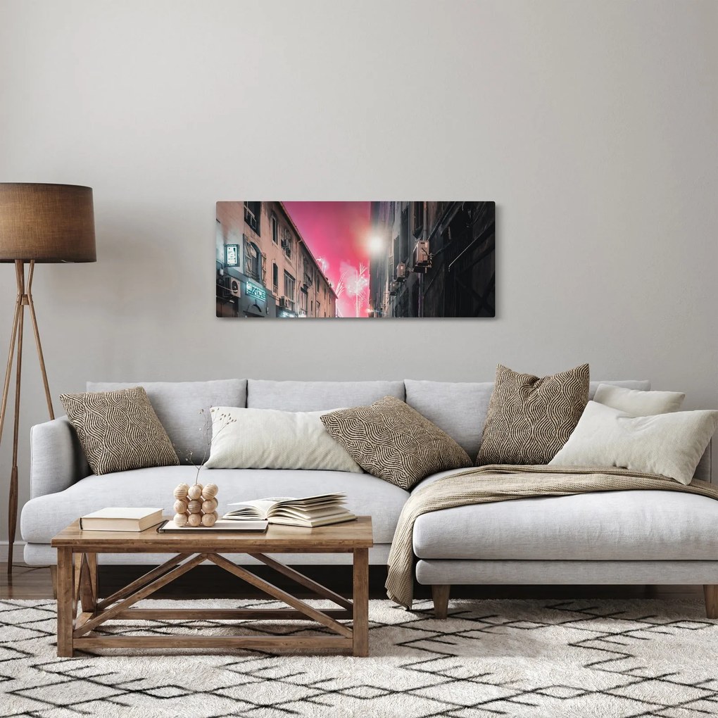 Vászonkép - Tűzijáték Marseille-ben (120x50 cm)