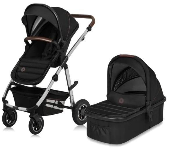 Lionelo - AMBER 2 az 1-ben kombinált babakocsi, fekete/ezüst