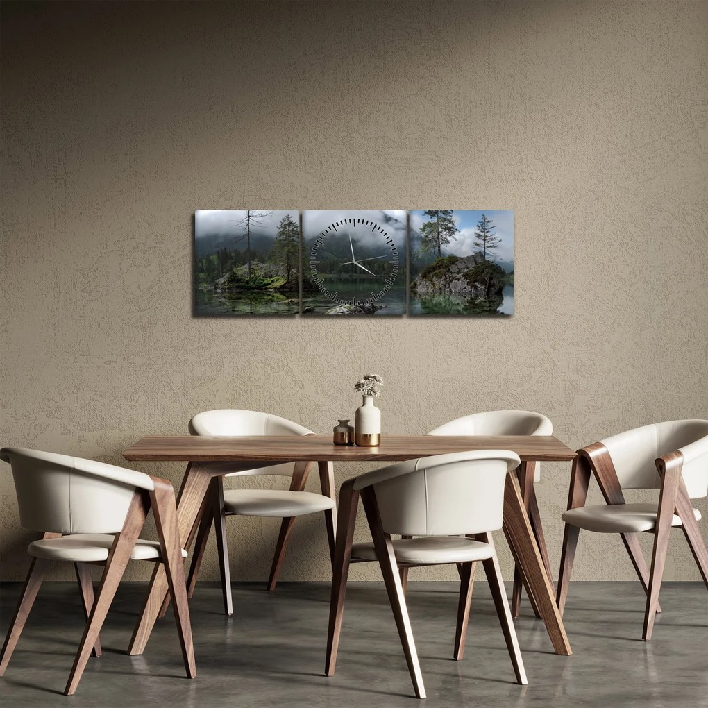 Fák a tóban képe (órával) (90x30 cm)