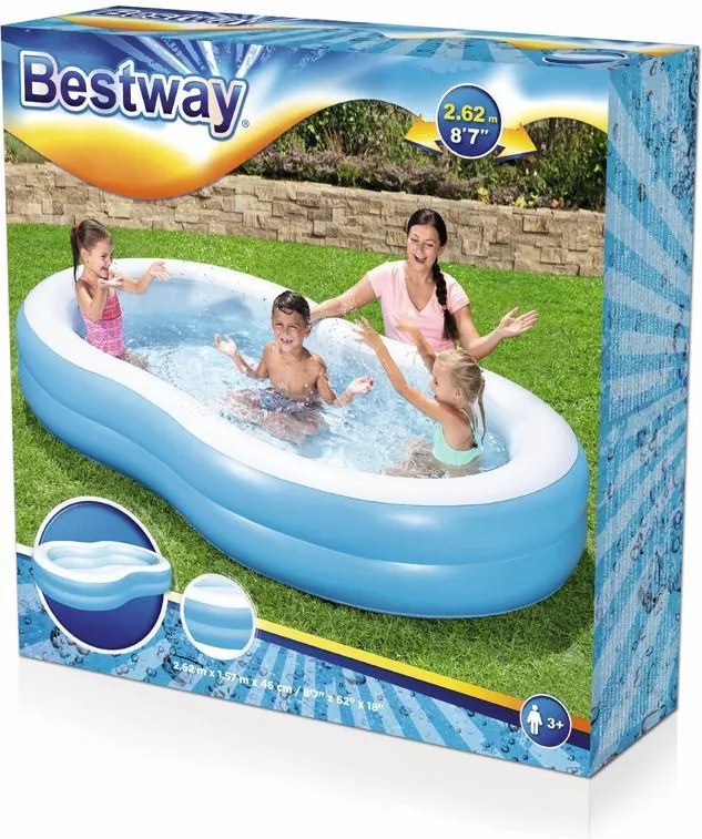 Bestway 54117 medence, The Big Lagoon Family, gyermek, felfújható, 2,62x1,57x0,46 m