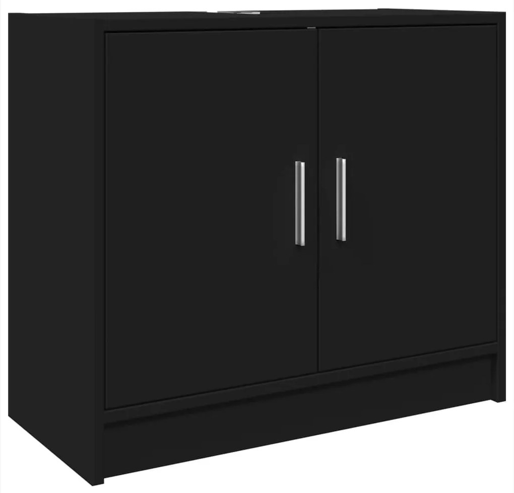Fekete szerelt fa mosdószekrény 63 x 29 x 55 cm