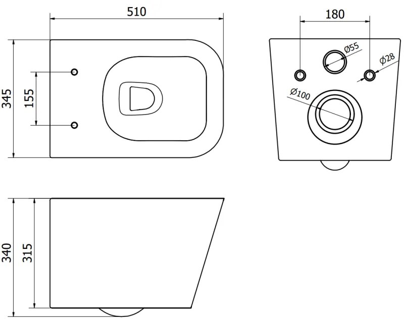 Mexen Teo WC Rimless WC lappal vékony, hőre keményedő, sötétszürke matt, 30854071