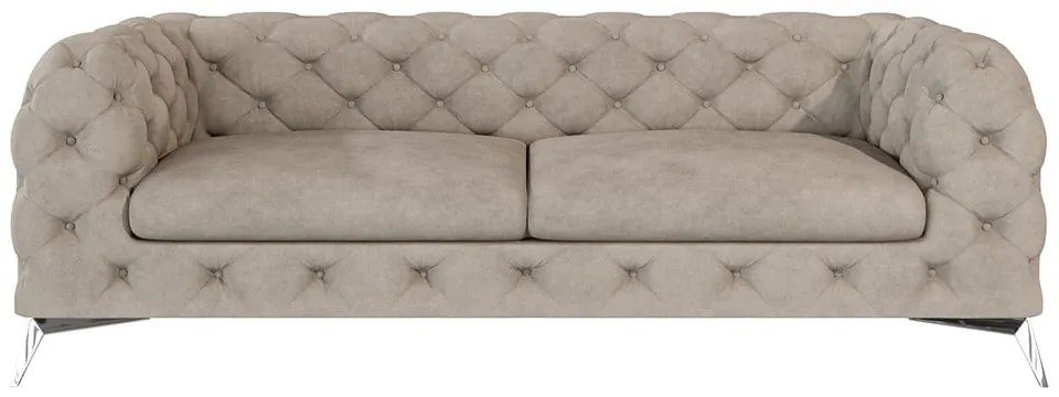 Szürkésbézs bársony kanapé 225 cm Chelsea – Ropez