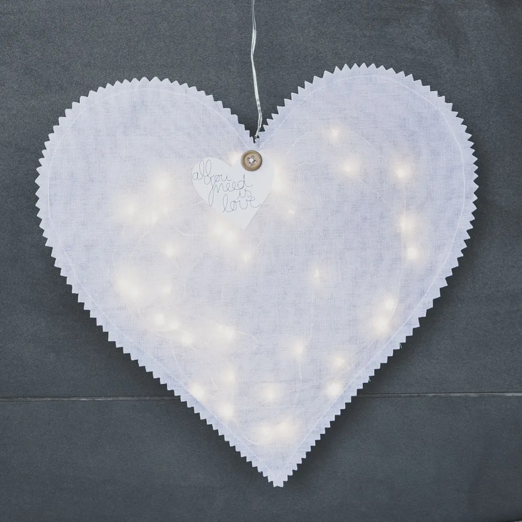 Fehér függesztett szív HEARTLIGHT LED fénylánccal