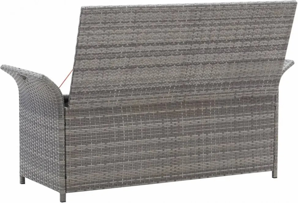 szürke polyrattan tárolópad párnával 138 cm