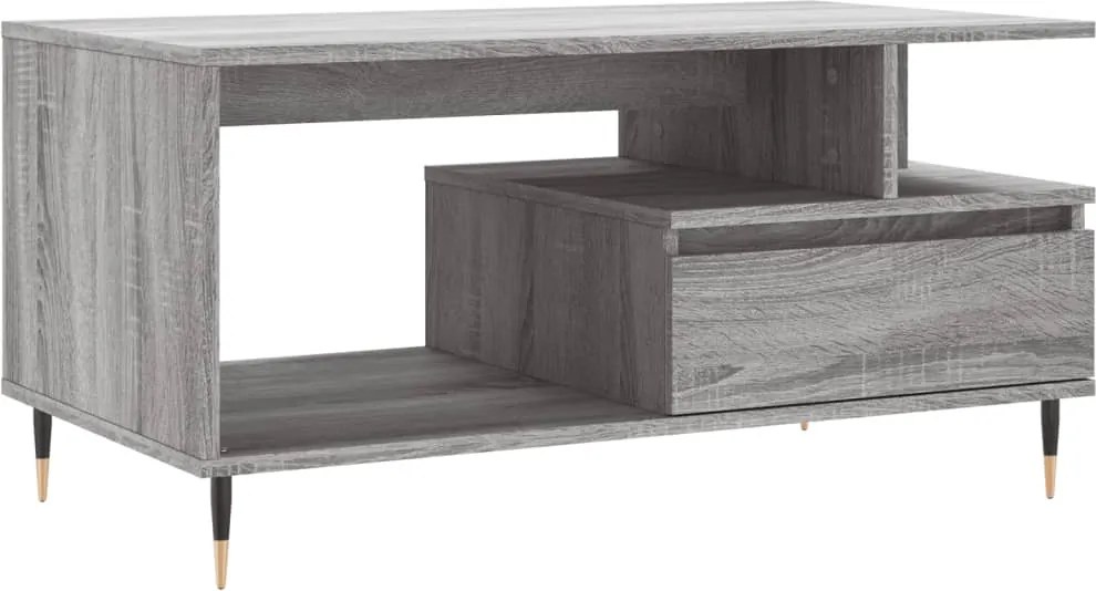 vidaXL szürke sonoma szerelt fa dohányzóasztal 90x49x45 cm