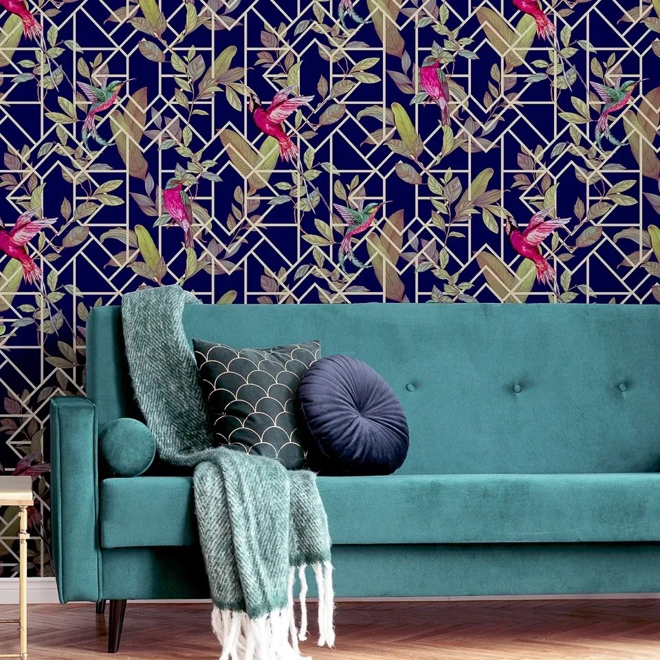 Arthouse Signature 1 Deco Tropical sötétkék fa mintás papír tapéta – 908003