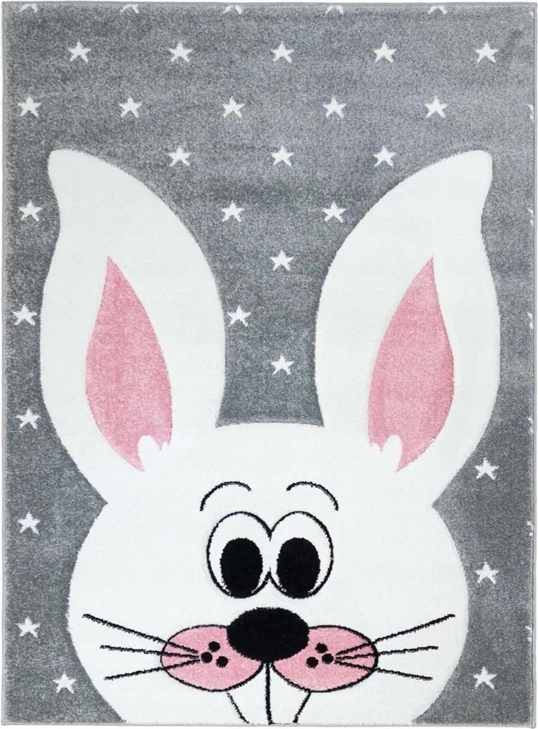 Gyerekszőnyeg Szürke Nyuszi Vastag ,Kivágott 160x230cm