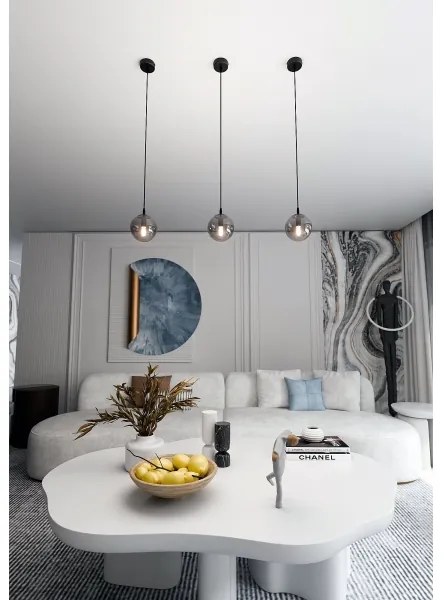 Csillár zsinóron COSMO 1xE14/10W/230V átm. 14 cm fekete/szürke