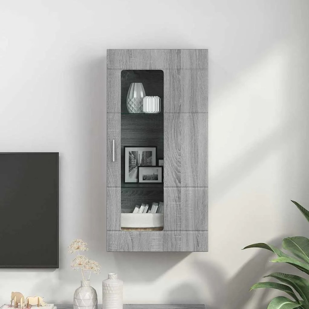 Fali szekrény polcokkal Szürke sonoma 55 x 29 x 100 cm Faanyag