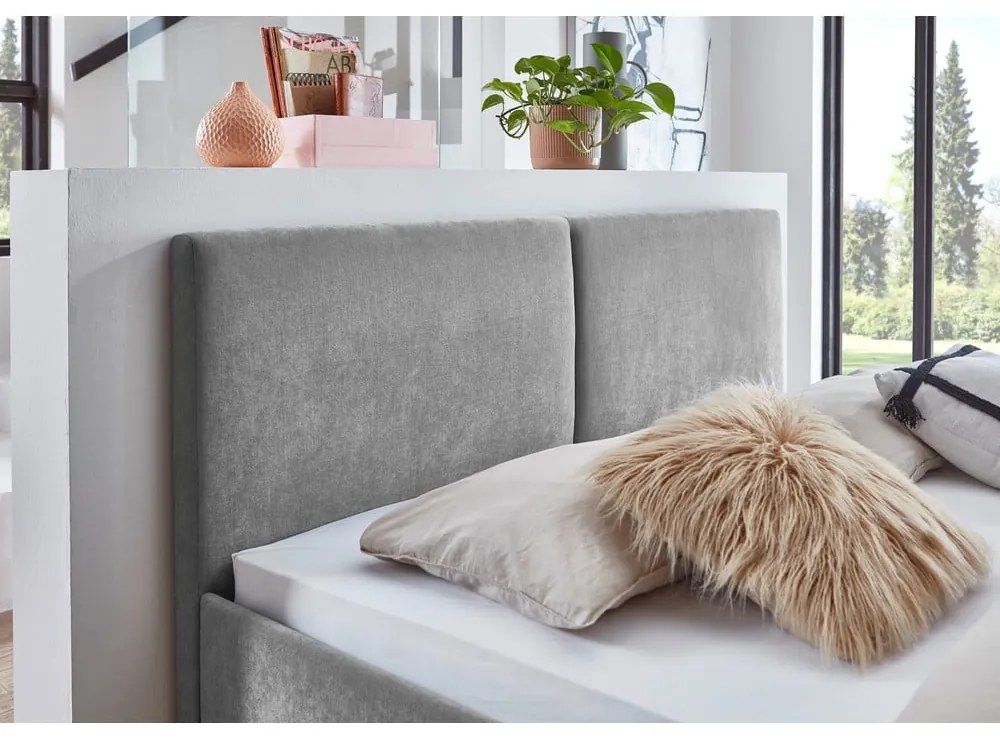 Szürke kárpitozott franciaágy ágyráccsal 180x200 cm Piano – Meise Möbel