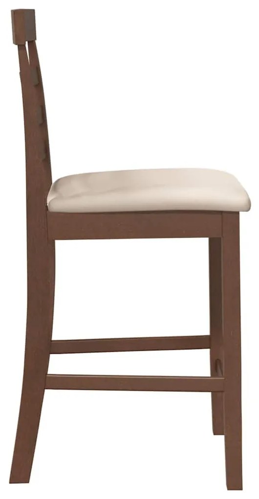 2 db barna tömörfa gumiból bárszékek párnákkal