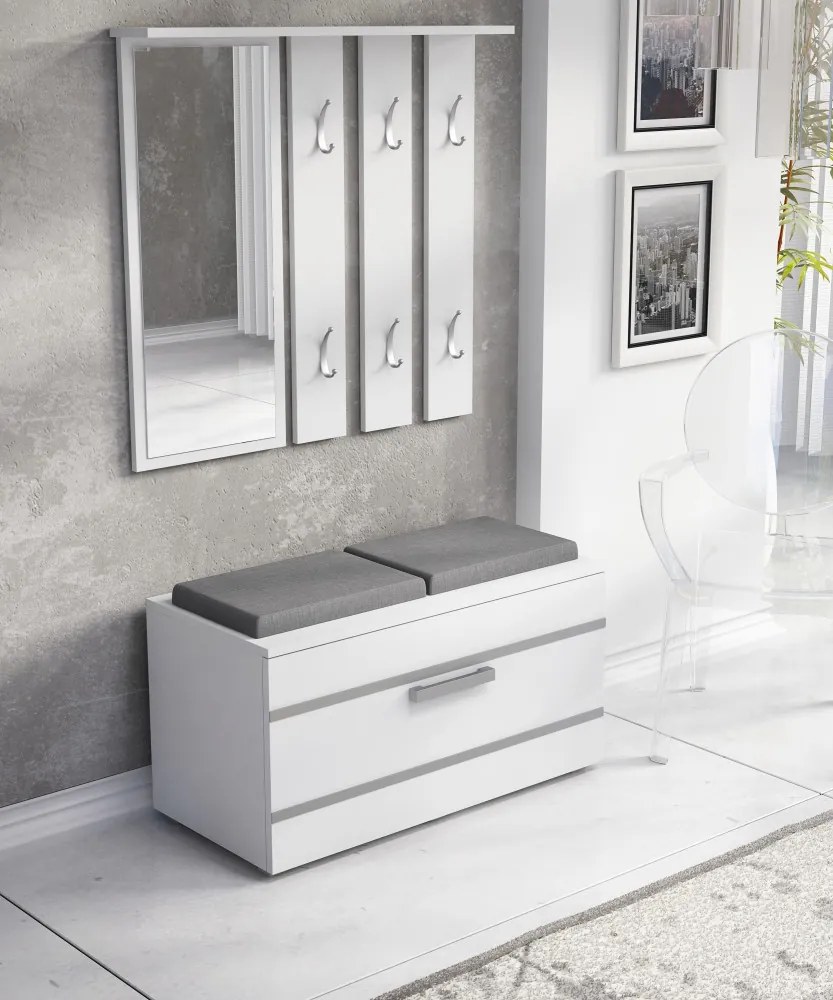 Drohmo Opal előszobafal, 85x45x35 cm, fehér