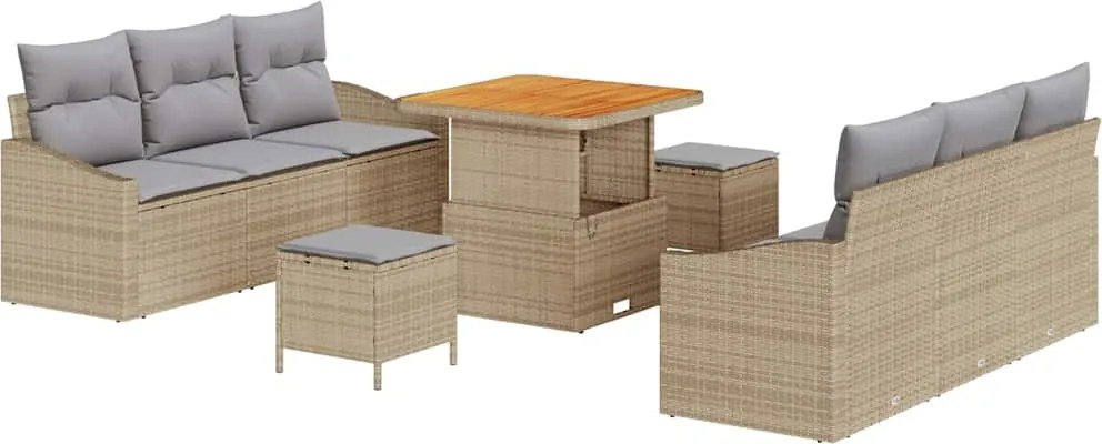 vidaXL Kerti Kanapé Szett párnával 9 pcs Beige és Világosszürke