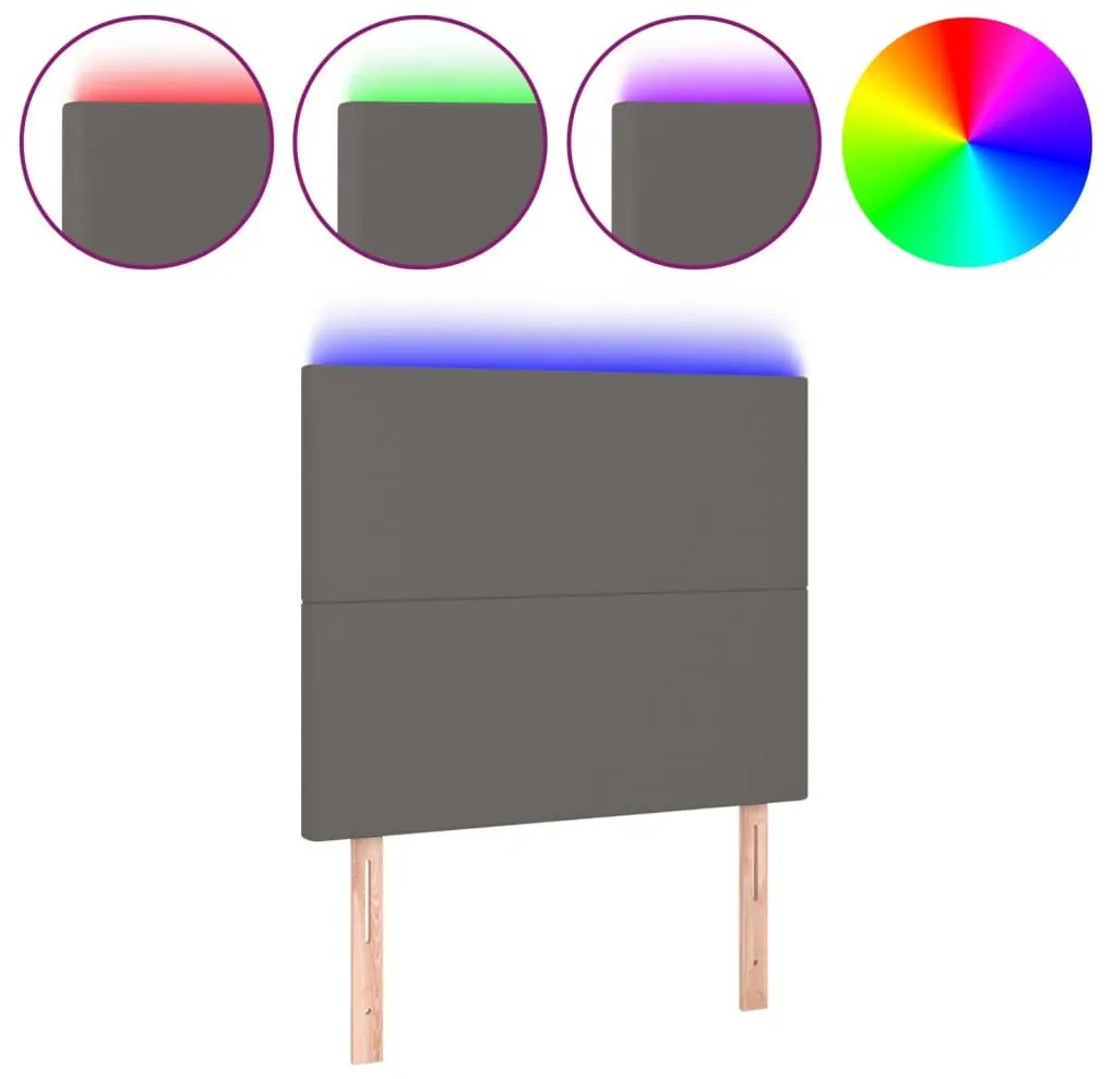 szürke műbőr LED-es fejtámla 100x5x118/128 cm