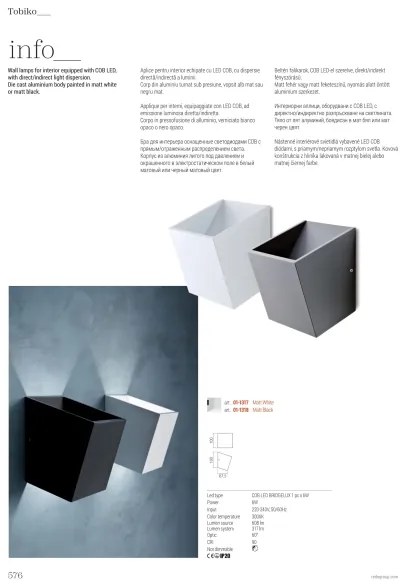 Redo 01-1317 - LED Fali lámpa TOBIKO LED/6W/230V CRI 90 fehér