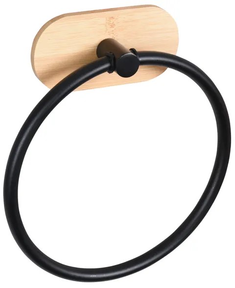 BISK Erga Plain, törölközőgyűrű tartó, fekete matt-barna, ERG-08060