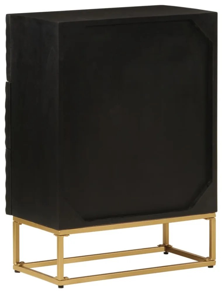 fekete tömör mangófa és vas komód 55 x 30 x 76 cm