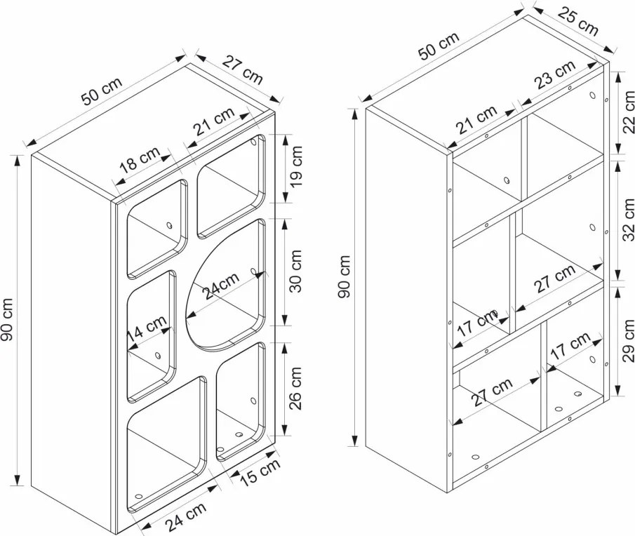 Bohem könyvespolc, fehér, 50 cm – TR506MNR1553