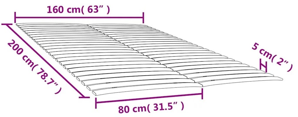 ágyrács-pótlók 48 léccel, 2 db, 80 x 200 cm