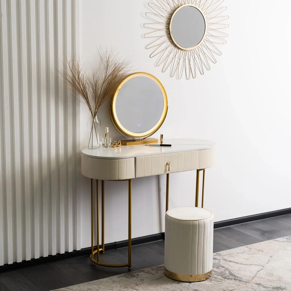 ASHLEY fésülködőasztal bézs/arany