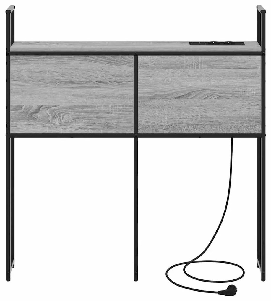 Tárolós Fejtámla Töltő Állomással Szürke sonoma 80 cm Faanyag