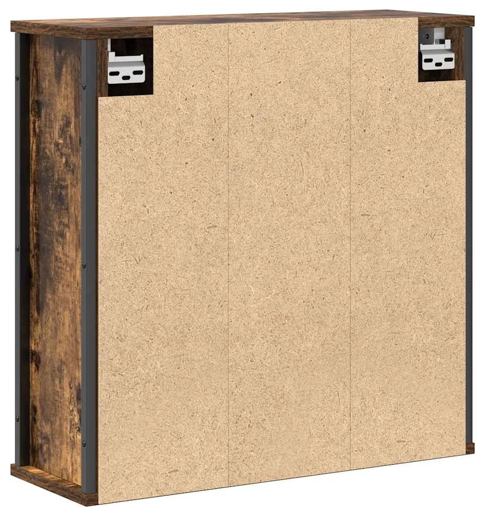 vidaXL füstölt tölgy fürdőszoba fali szekrény tükörrel 60x21x60 cm