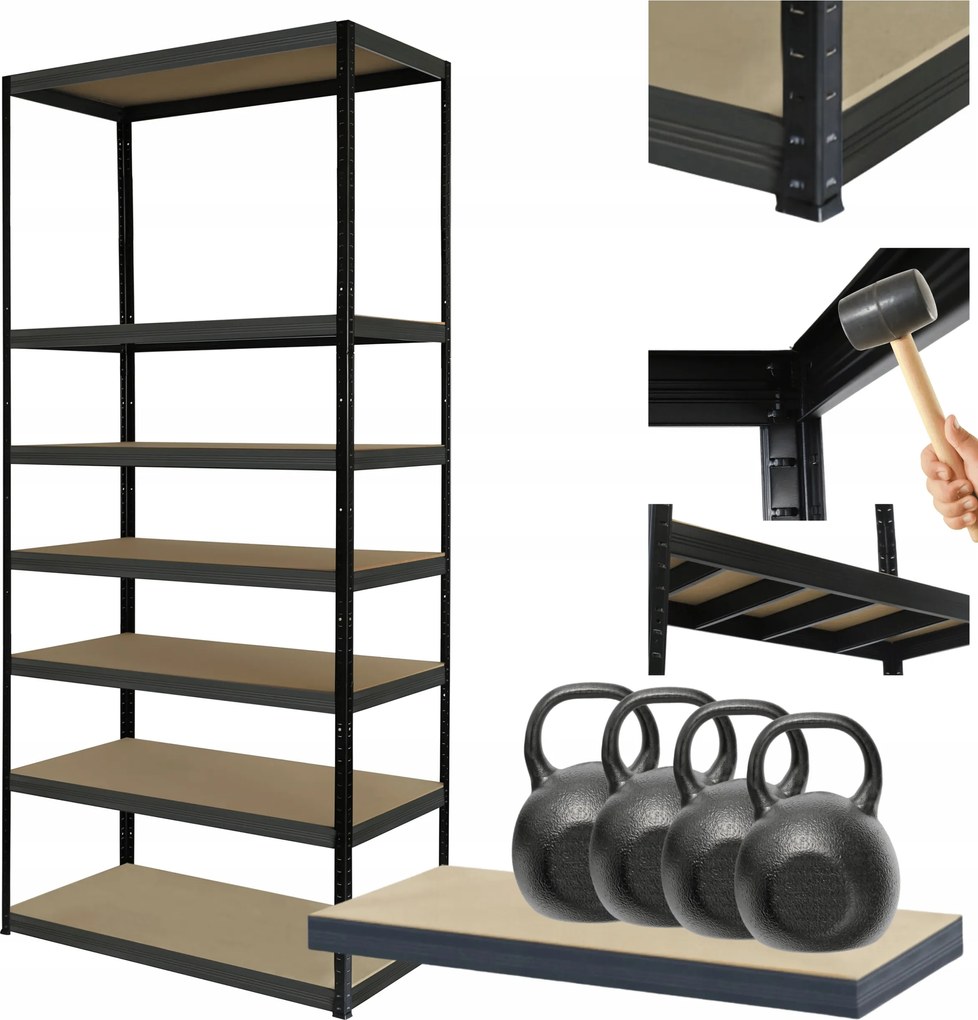 Tárolószekrény fém állvány Helios 270x75x30cm 7Px400kg 300EZER Komb