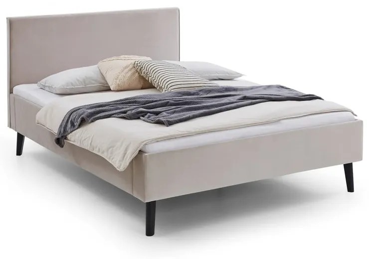 Fehér-krémszínű kárpitozott franciaágy ágyrács nélkül 140x200 cm Leira – Meise Möbel