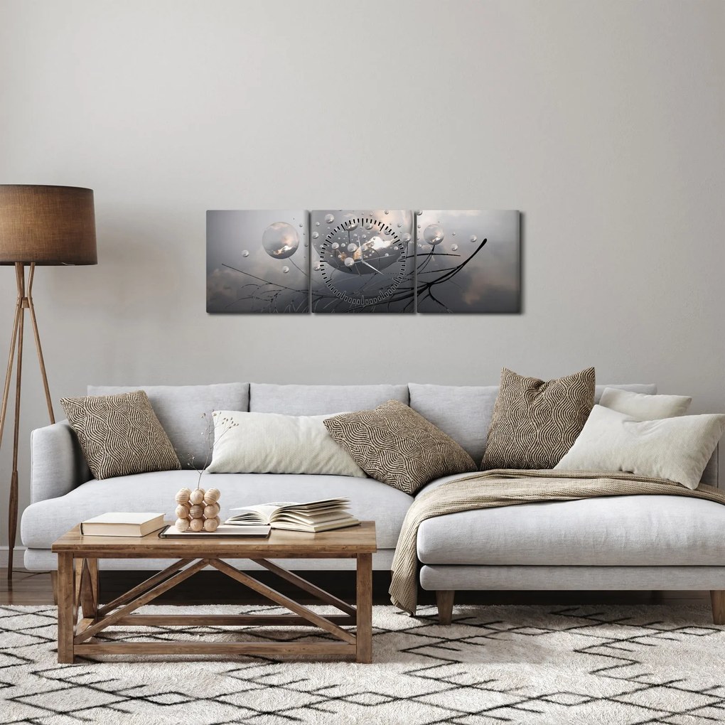 Absztrakt gömbök képe (órával) (90x30 cm)