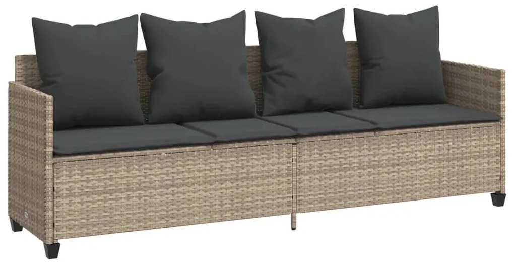 Világosszürke polyrattan napozóágy párnával
