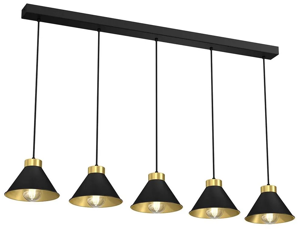 Csillár zsinóron DEMET 5xE27/60W/230V fekete/arany