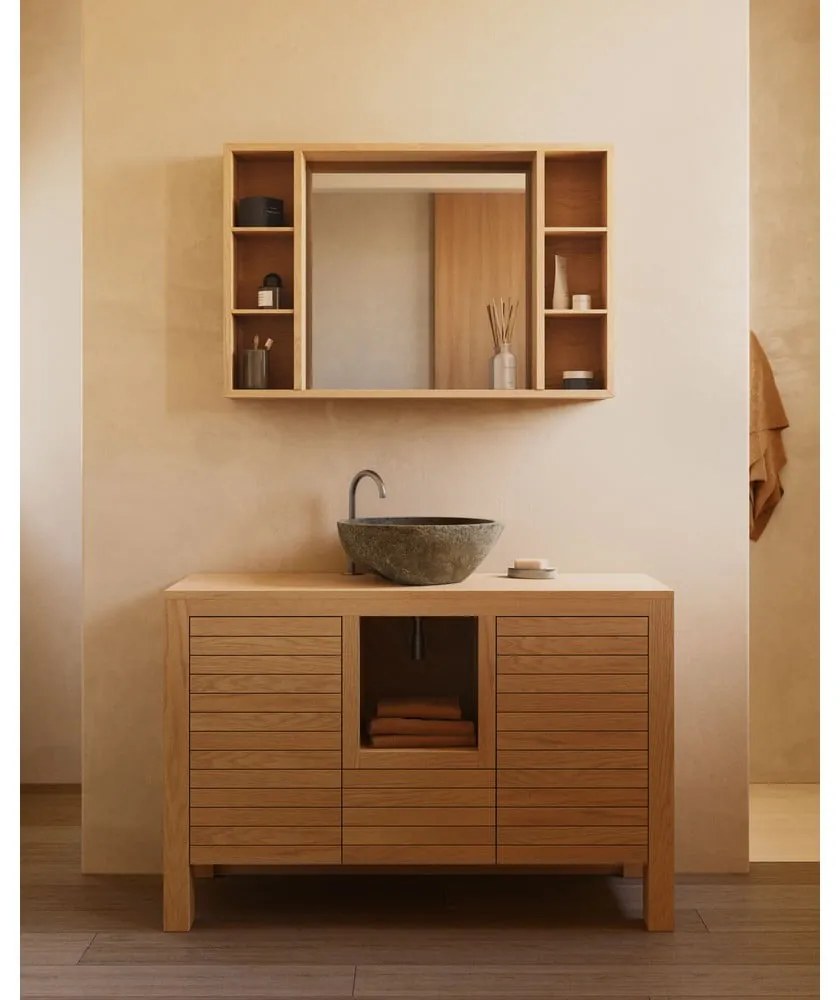 Natúr színű alacsony teakfa mosdó alatti szekrény 120x80 cm Neria – Kave Home