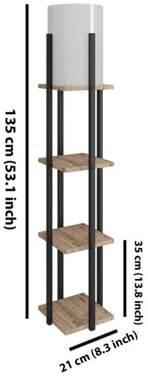Állólámpa polcokkal NORA 1xE27/40W/230V fekete/barna