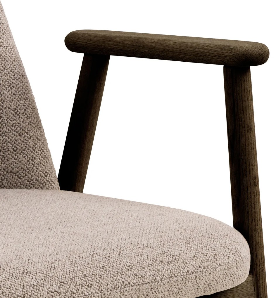 MAZZONI EXPORT RODERIC Beige Latte (Monza 60 szövet)/füstölt lakkozott tölgyfa váz - RETRO FA SZÉK BOUCLÉ NAPPALIBA ÉTKEZŐBE KONYHÁBA