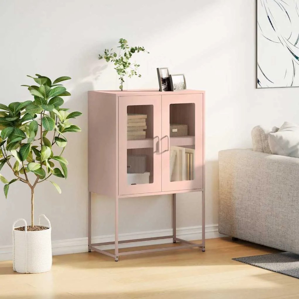 Highboard rózsaszín 68x39x107 cm Acél