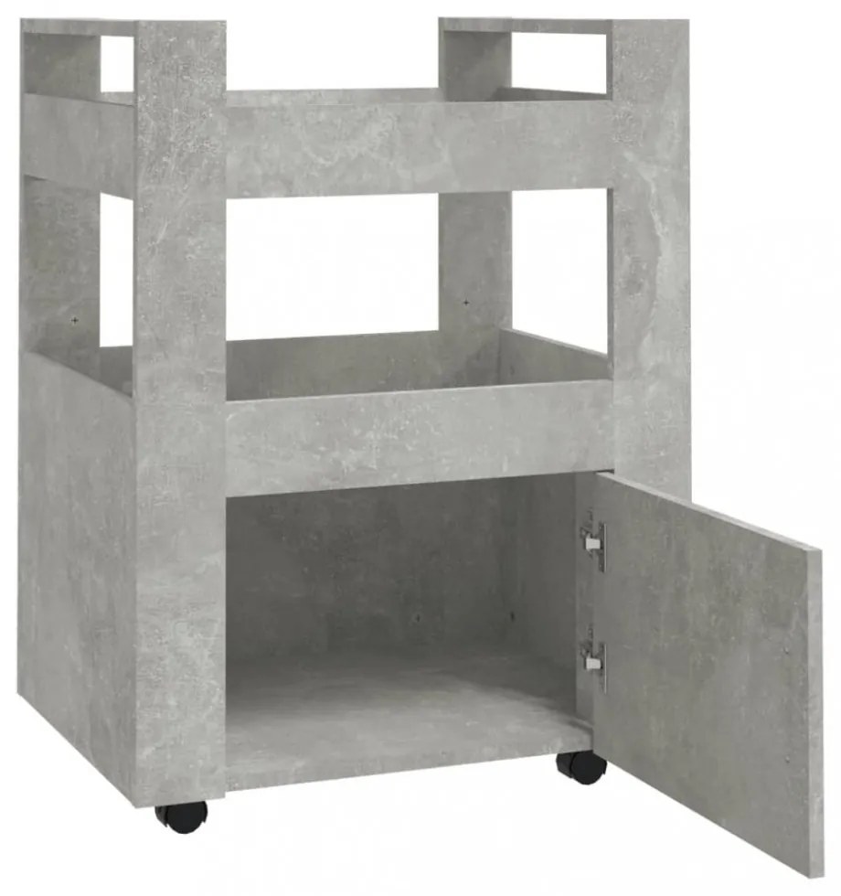 betonszürke szerelt fa zsúrkocsi 60 x 45 x 80 cm
