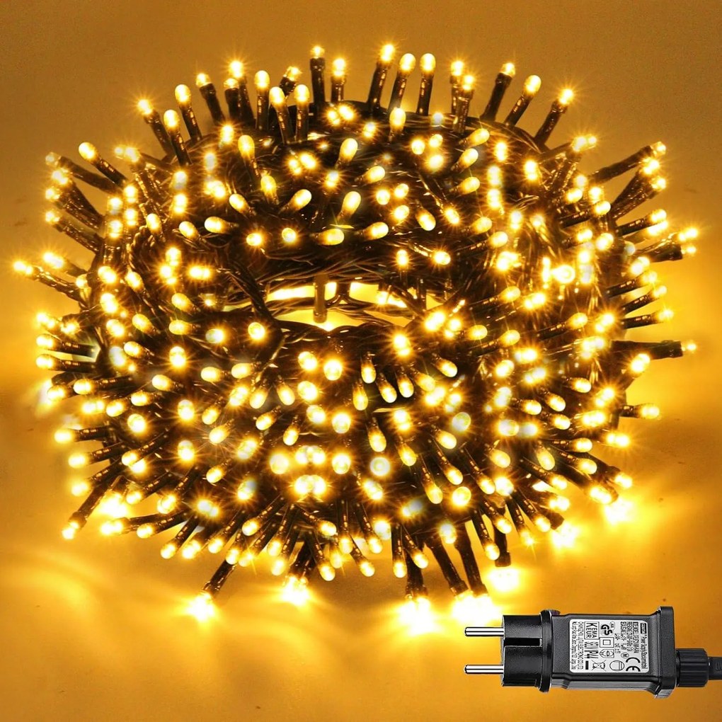 Karácsonyfa Lámpa 600LED 100m Kültéri Beltéri Fehér Meleg Karácsonyi