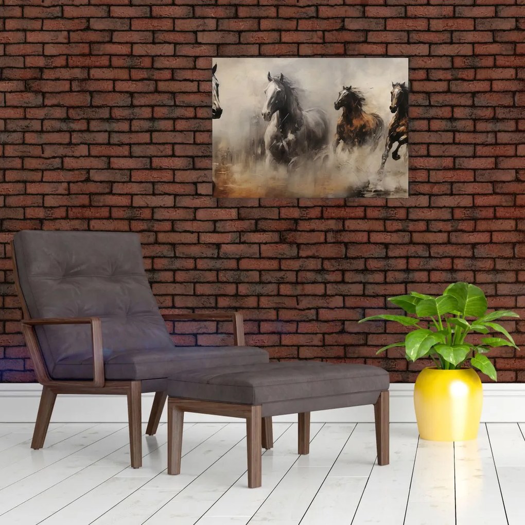 Kép - Olajfestmény lovakról (70x50 cm)