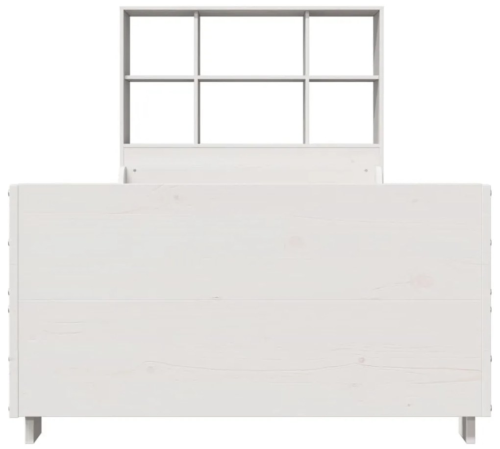 fehér tömör fa könyvespolcos ágy matrac nélkül 90 x 200 cm