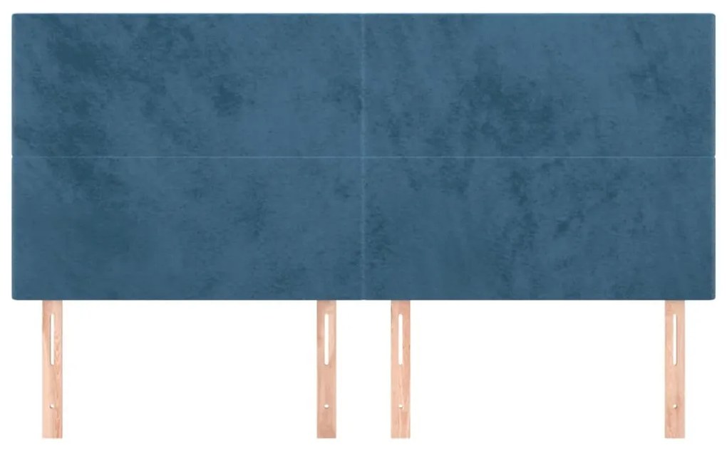 4 db sötétkék bársony fejtámla 80 x 5 x 78/88 cm