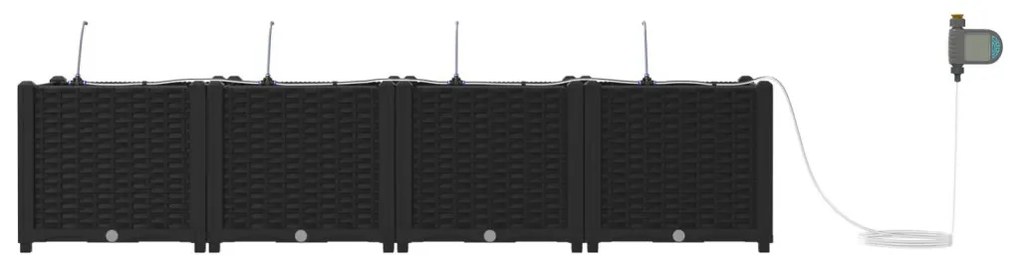 Kerti ültetők Fekete 160 x 40 x 37.5 cm Acél