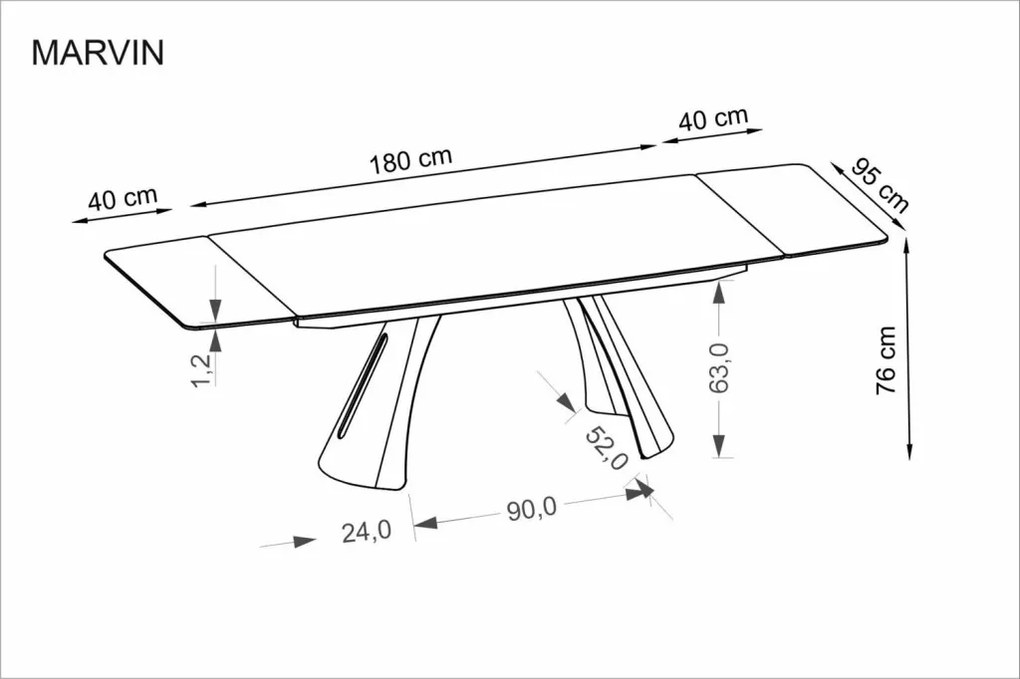Marvin bővíthető étkezőasztal bordó 180-260cm