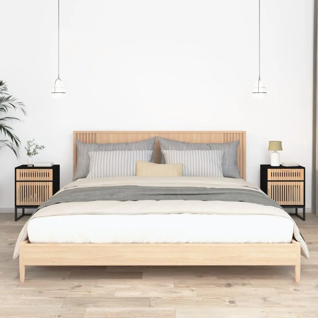 2 db fekete szerelt fa és vas éjjeliszekrény 40x30x55,5 cm