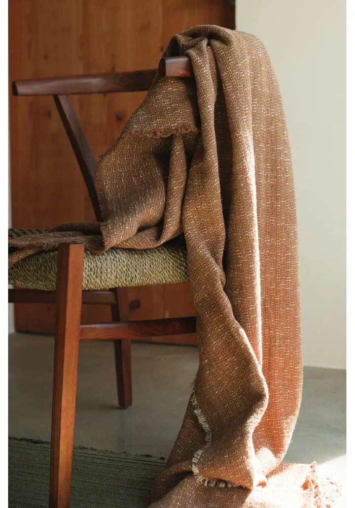 Okkersárga pamut takaró 130x180 cm Handloom – Lorena Canals