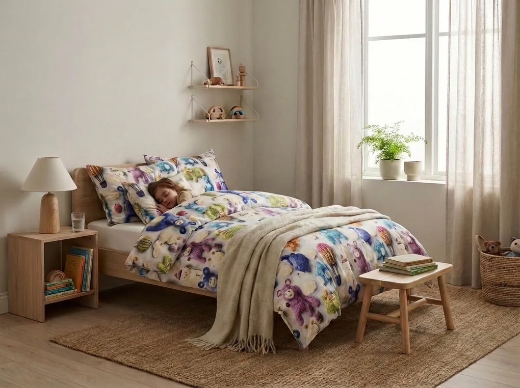 Gyermek mikroszálas ágynemű WOOLIMALS színes Ágyneműhuzat mérete: 70 x 80 cm | 140 x 200 cm